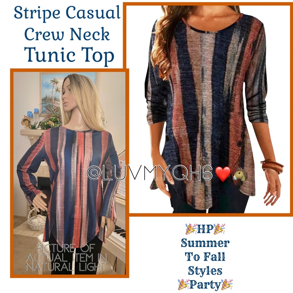 Stripe Scoop Neck Tunic Top🎉HP🎉